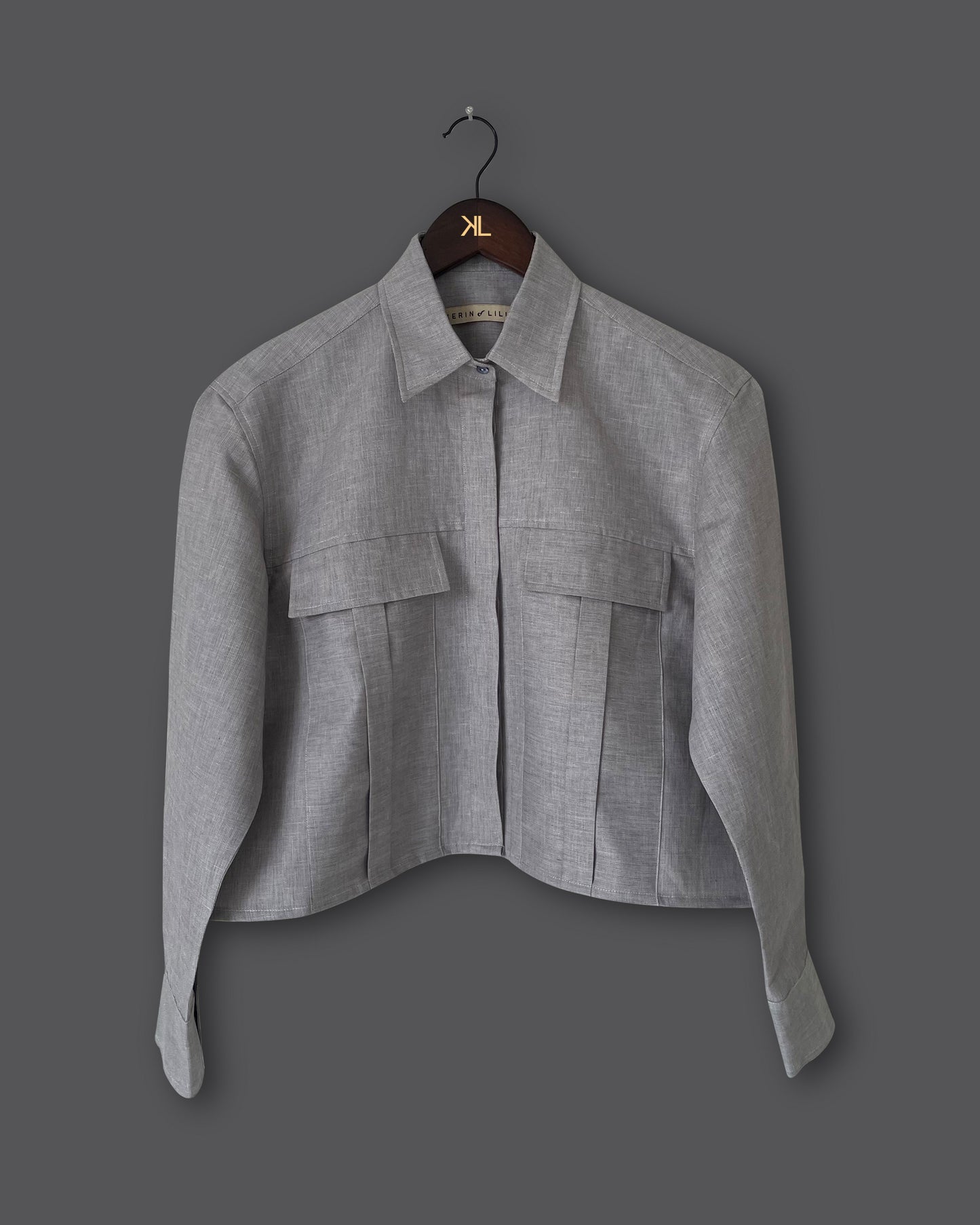 Linen Flap Pockets Top