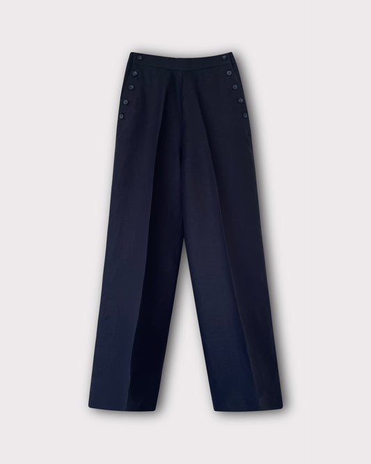 Linen Textured Button Pants