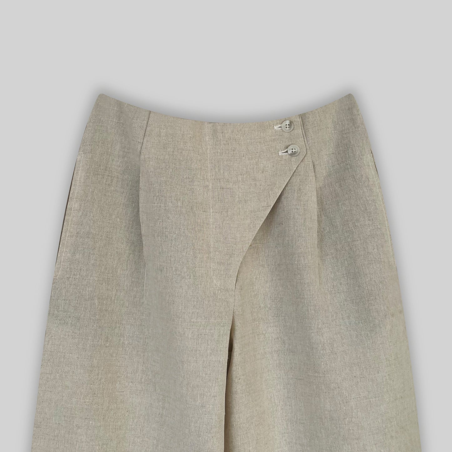Linen Beltless Wide Leg Pants