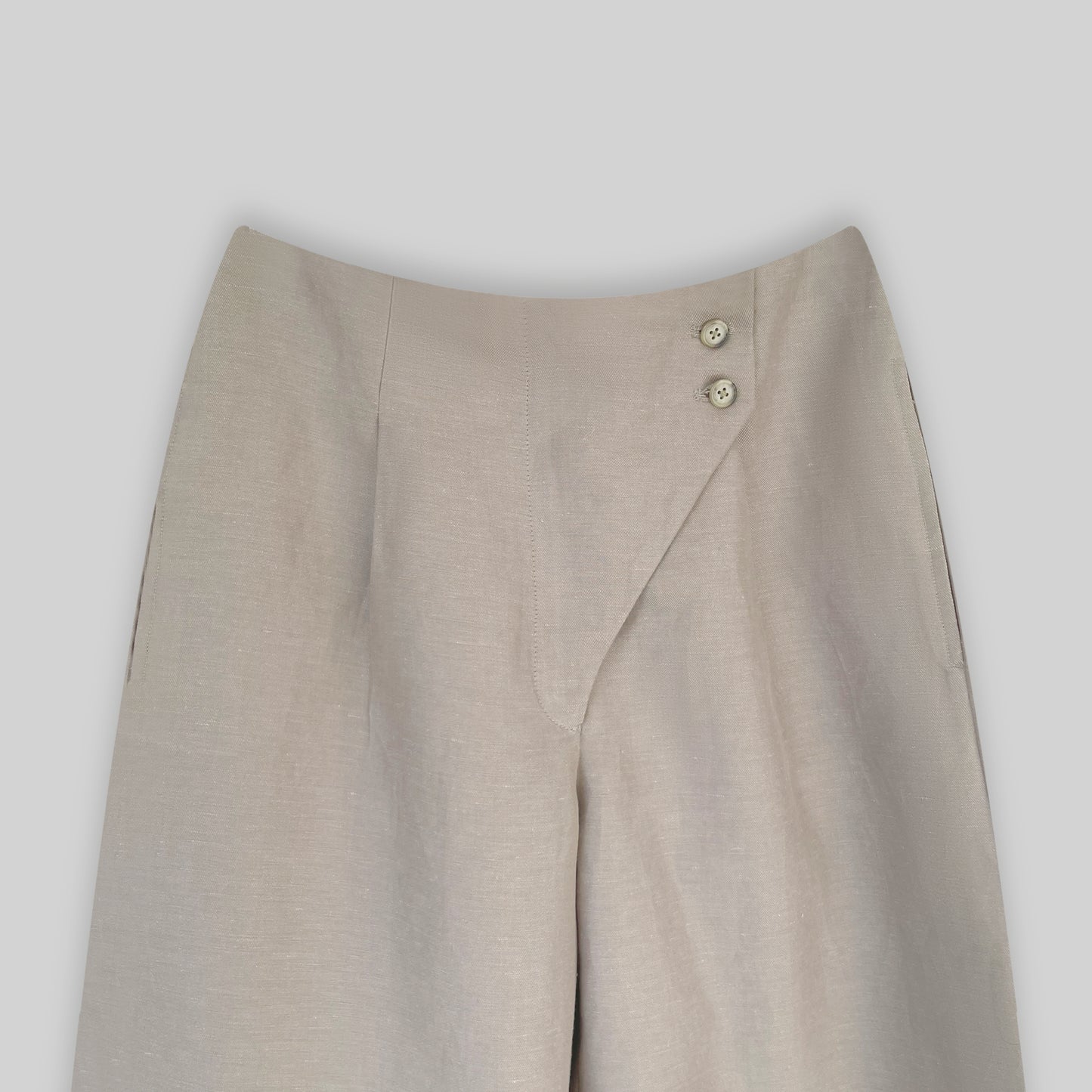 Cotton Beltless Wide Leg Pants