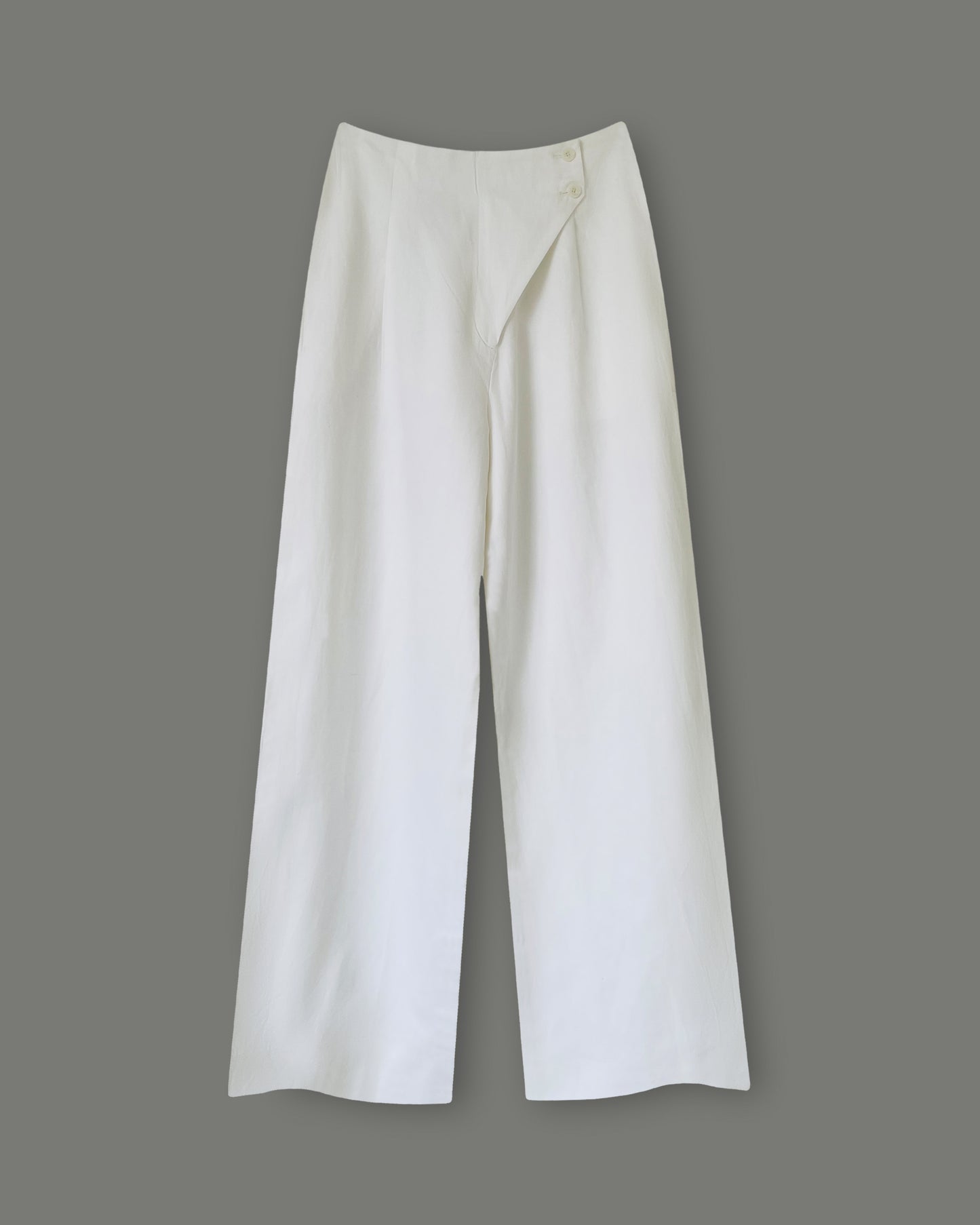 Cotton Beltless Wide Leg Pants