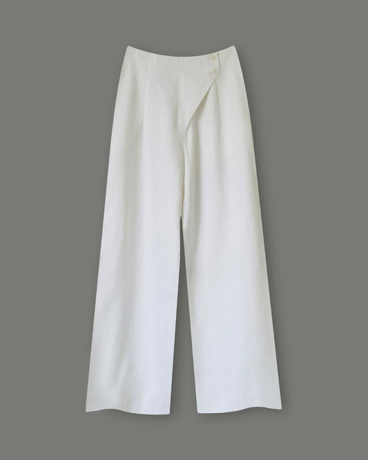 Cotton Beltless Wide Leg Pants