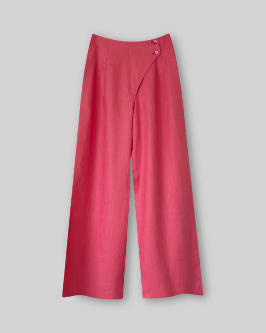 Linen Beltless Wide Leg Pants