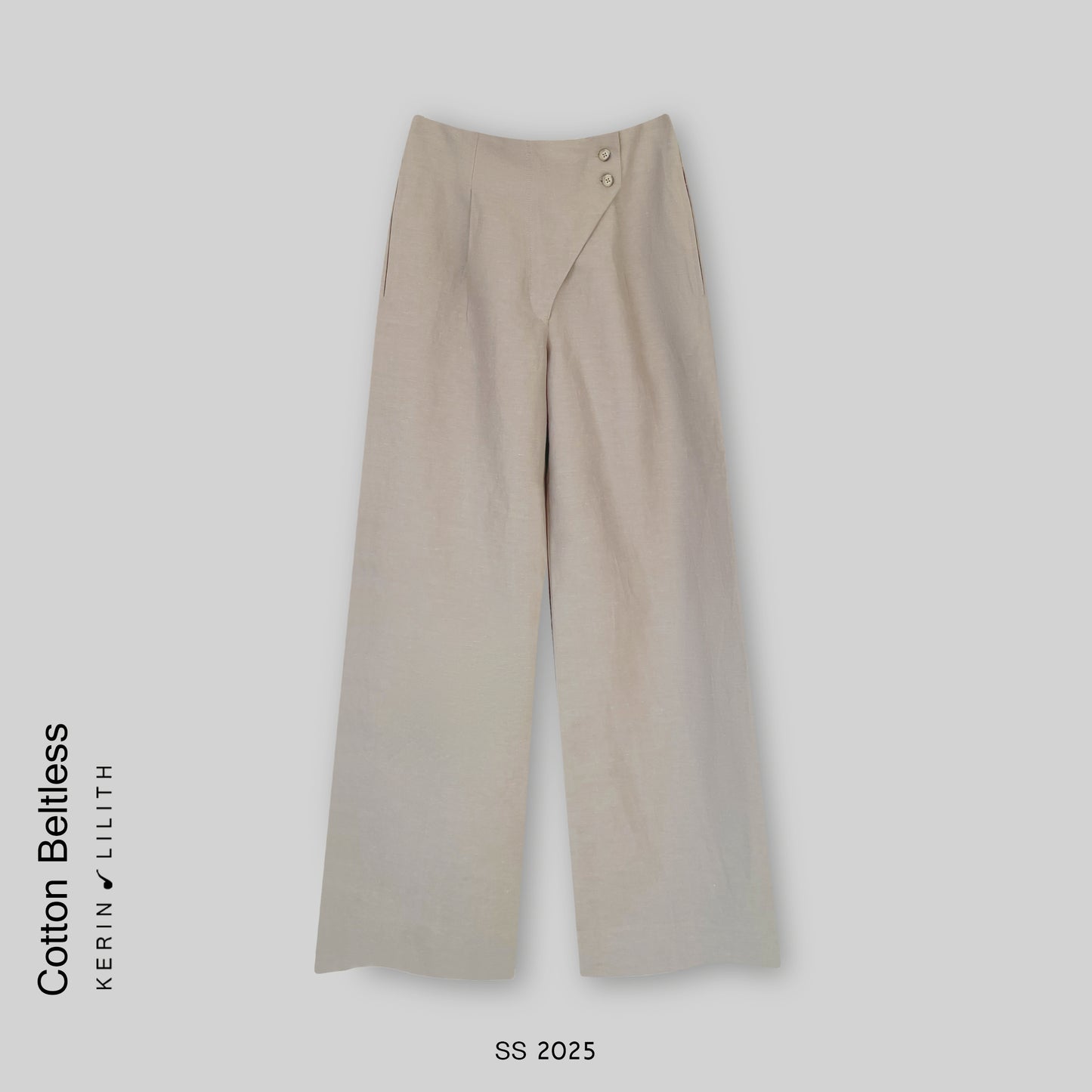 Cotton Beltless Wide Leg Pants