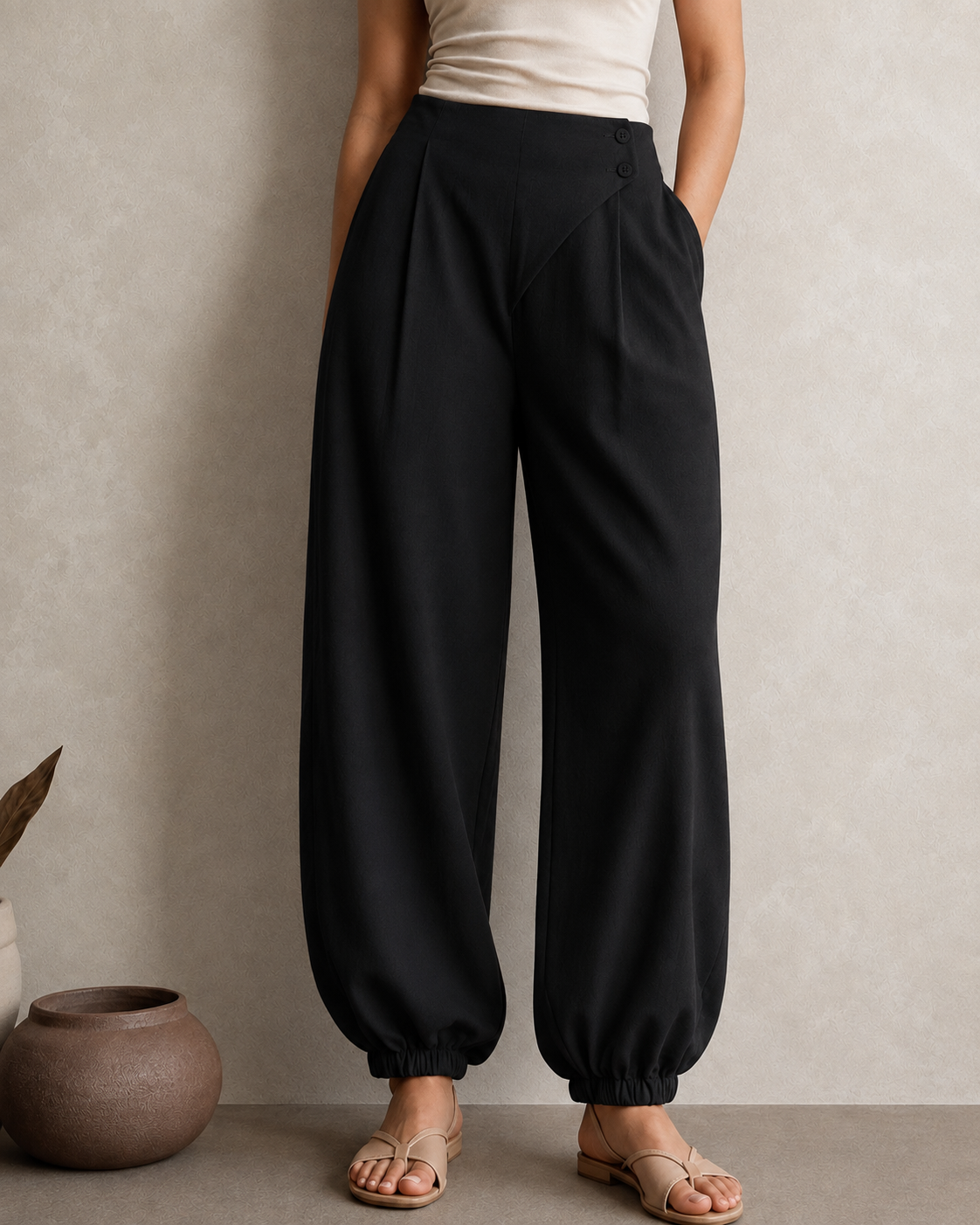 Linen Wrap Balloon Pants