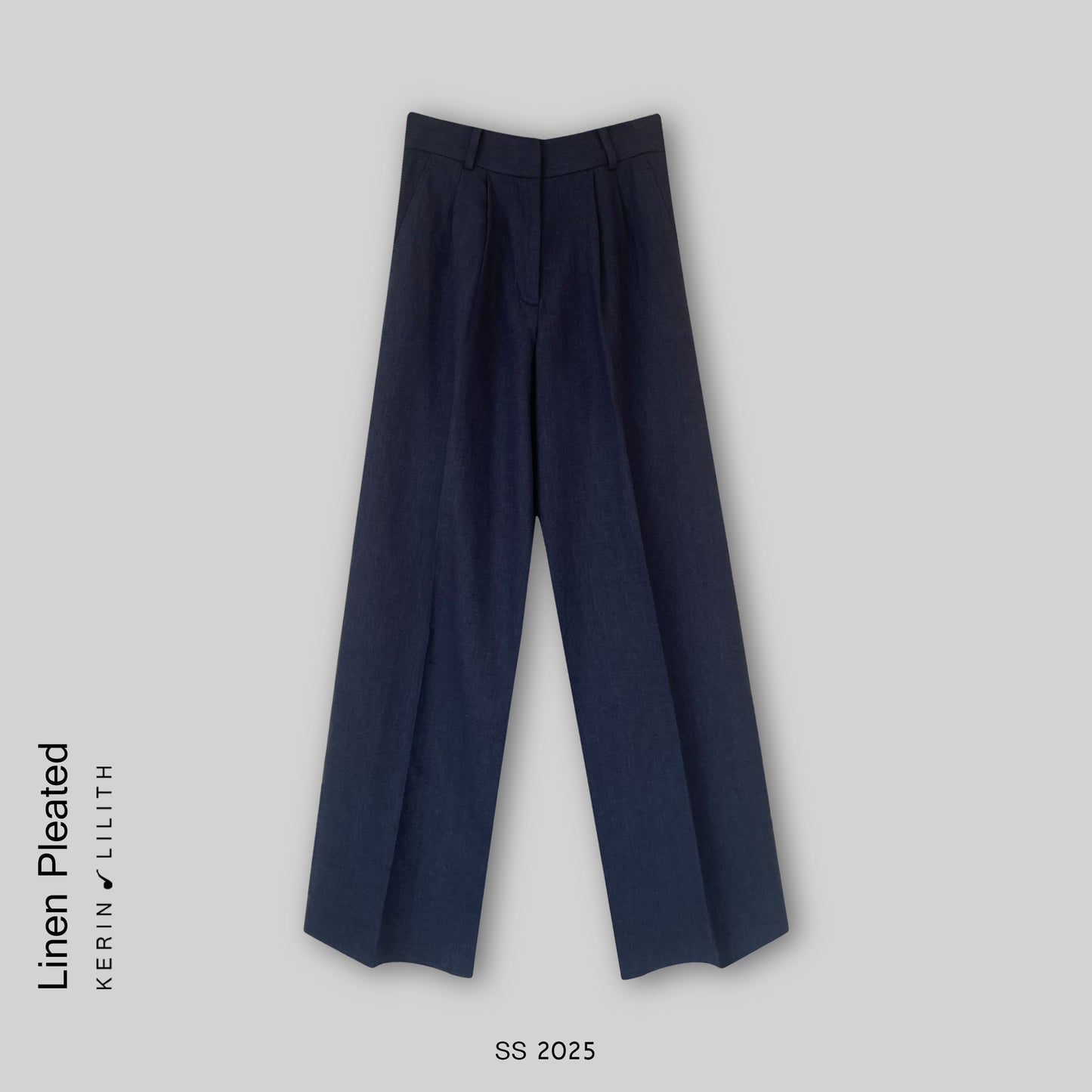 Linen Herringbone Pleated Pants