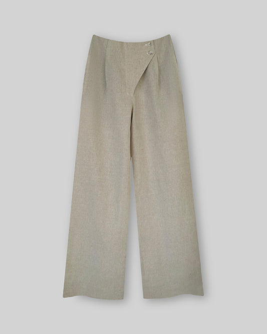 Linen Beltless Wide Leg Pants