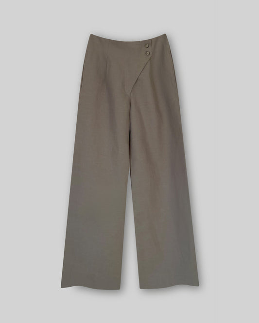 Linen Beltless Wide Leg Pants