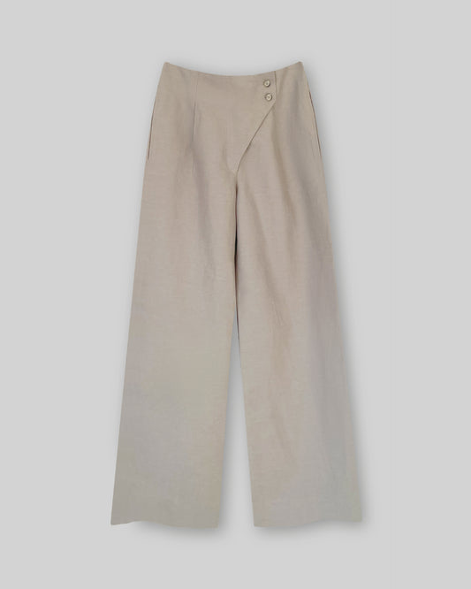 Cotton Beltless Wide Leg Pants