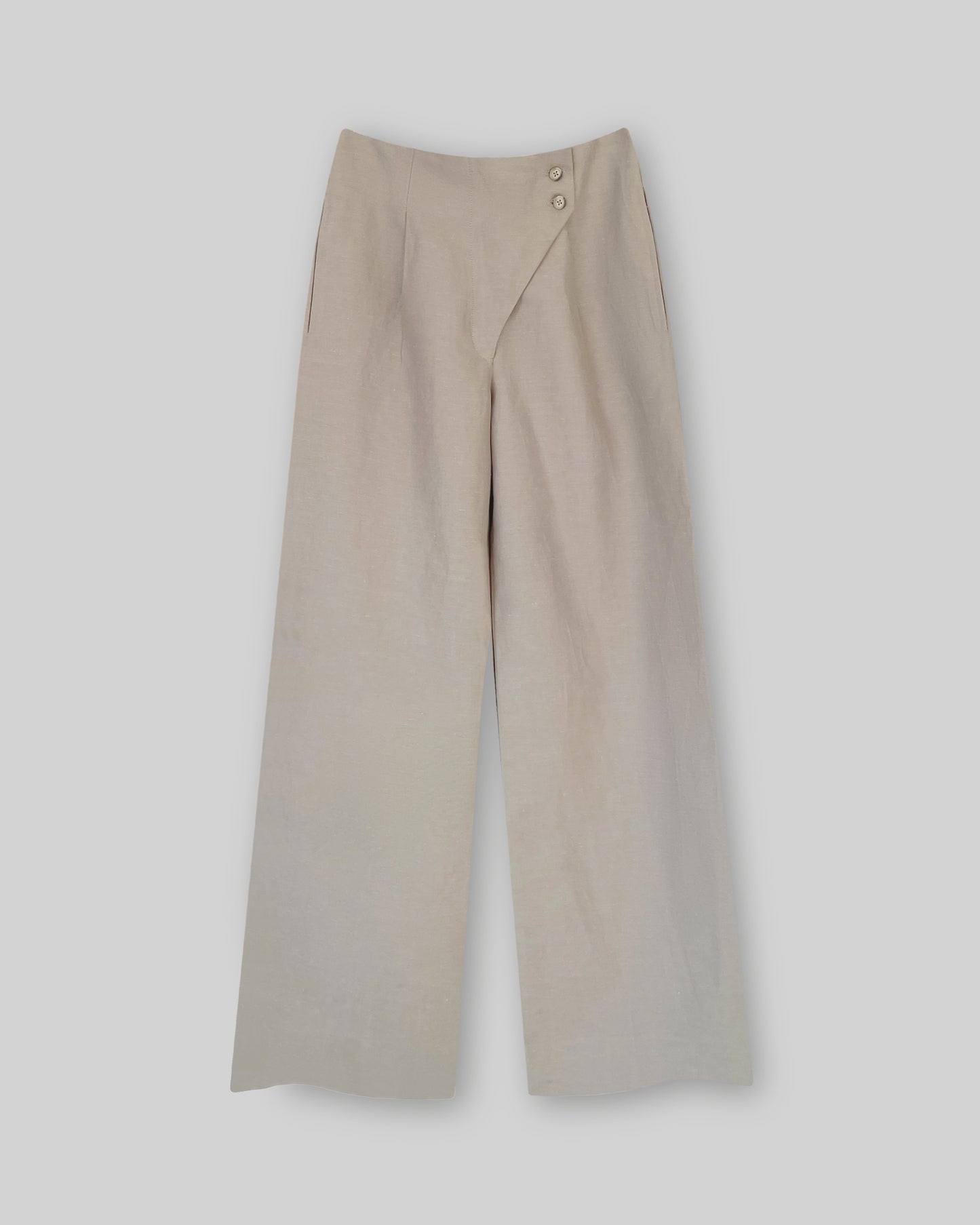 Cotton Beltless Wide Leg Pants