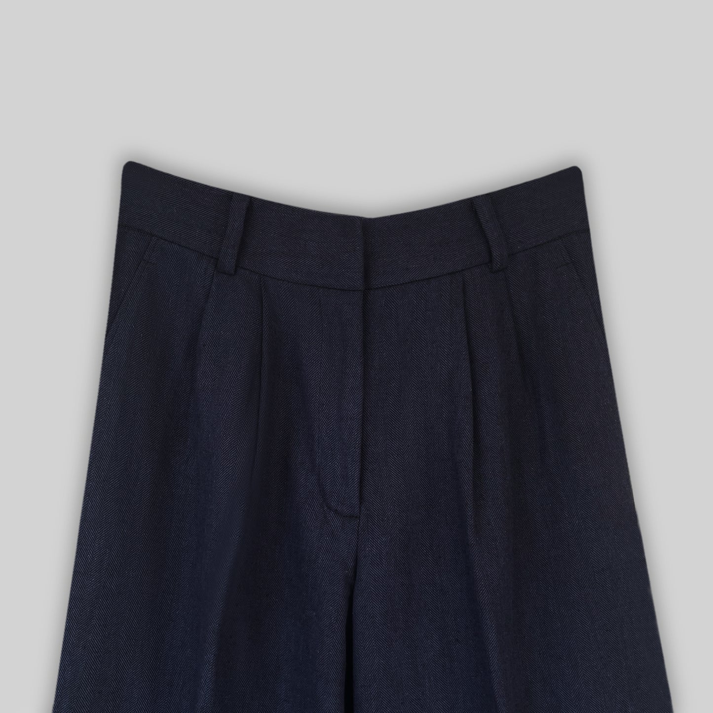 Linen Herringbone Pleated Pants