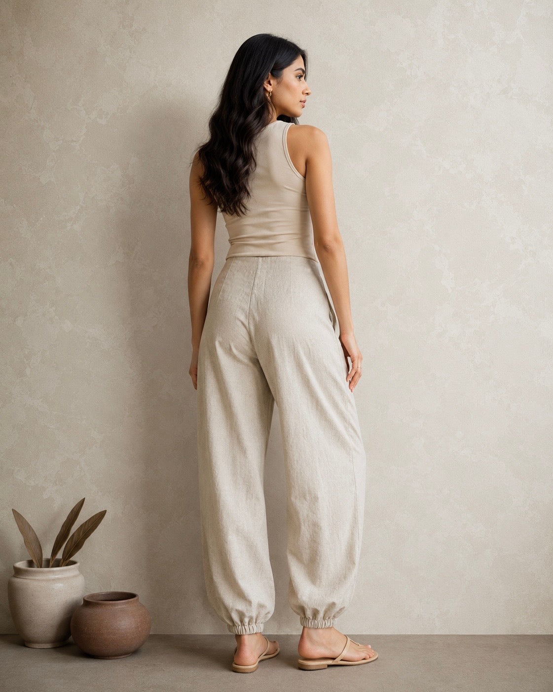 Linen Wrap Balloon Pants