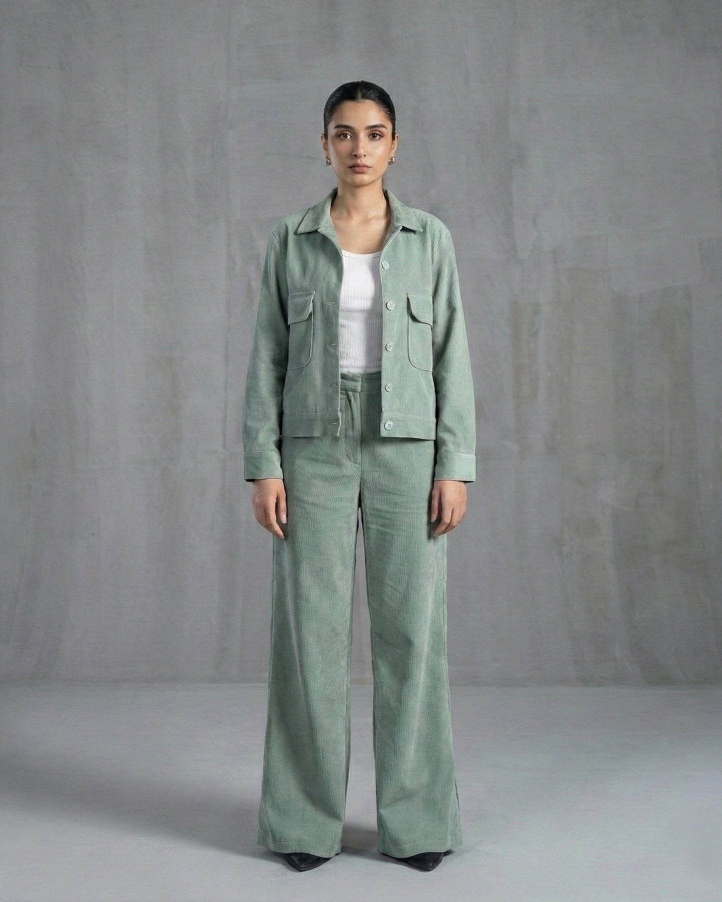 Mint Corduroy Tailored Duo