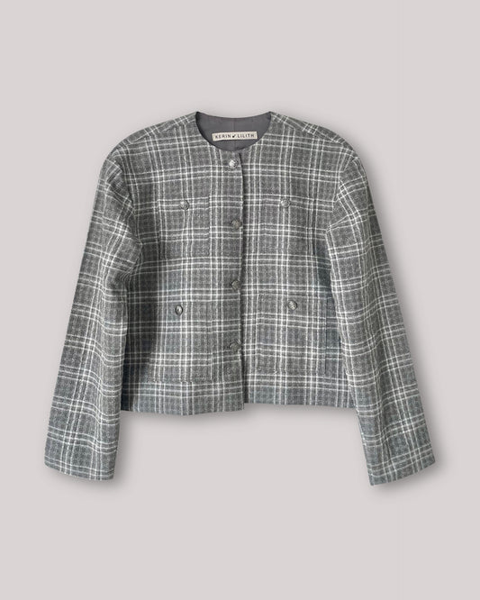 Button Plaided Jaacket