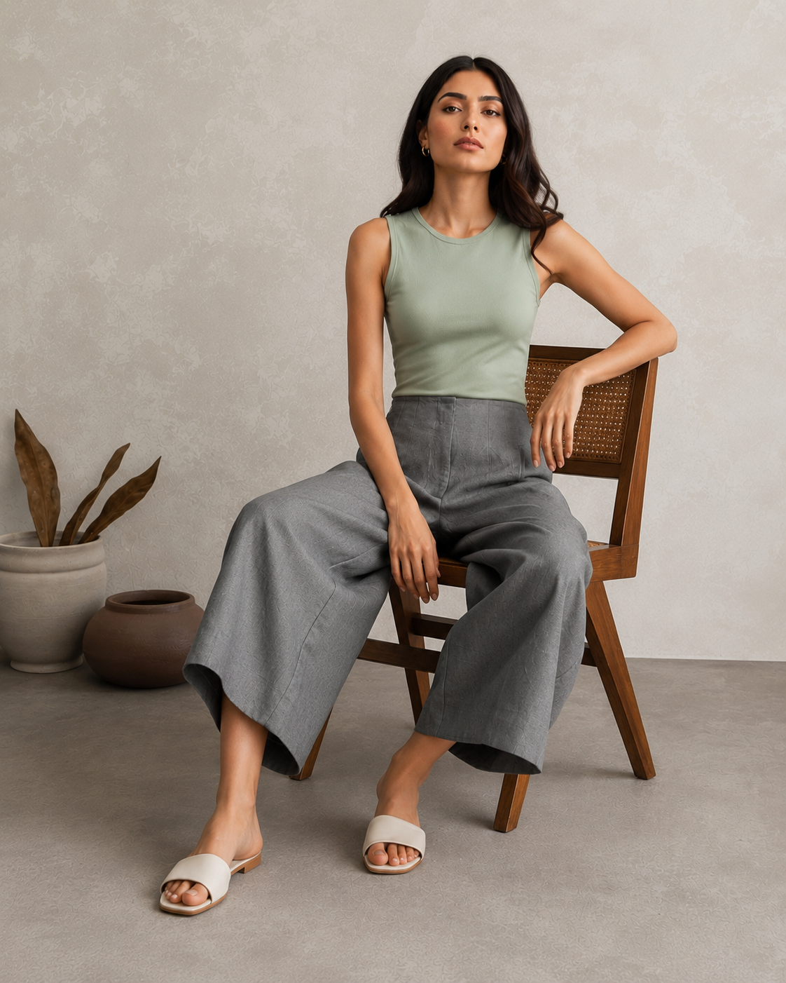 Linen Beltless culottes
