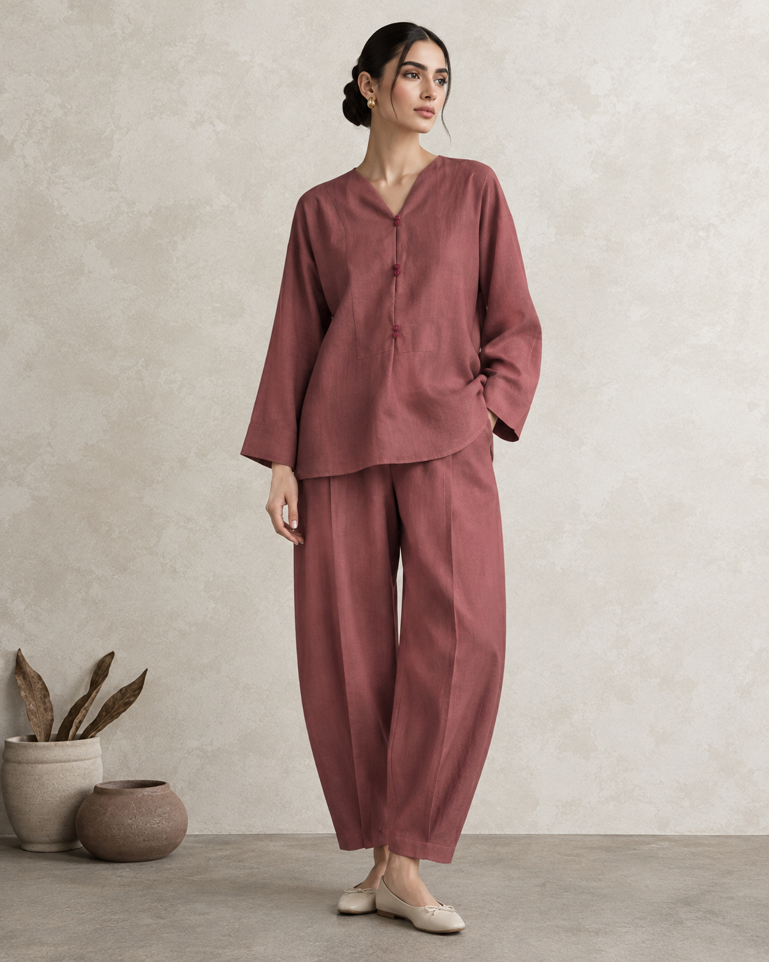 Linen Rosewood Ease Co-Ord
