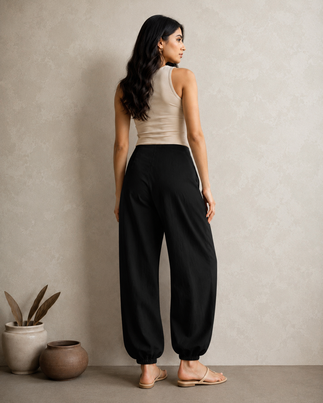 Linen Wrap Balloon Pants
