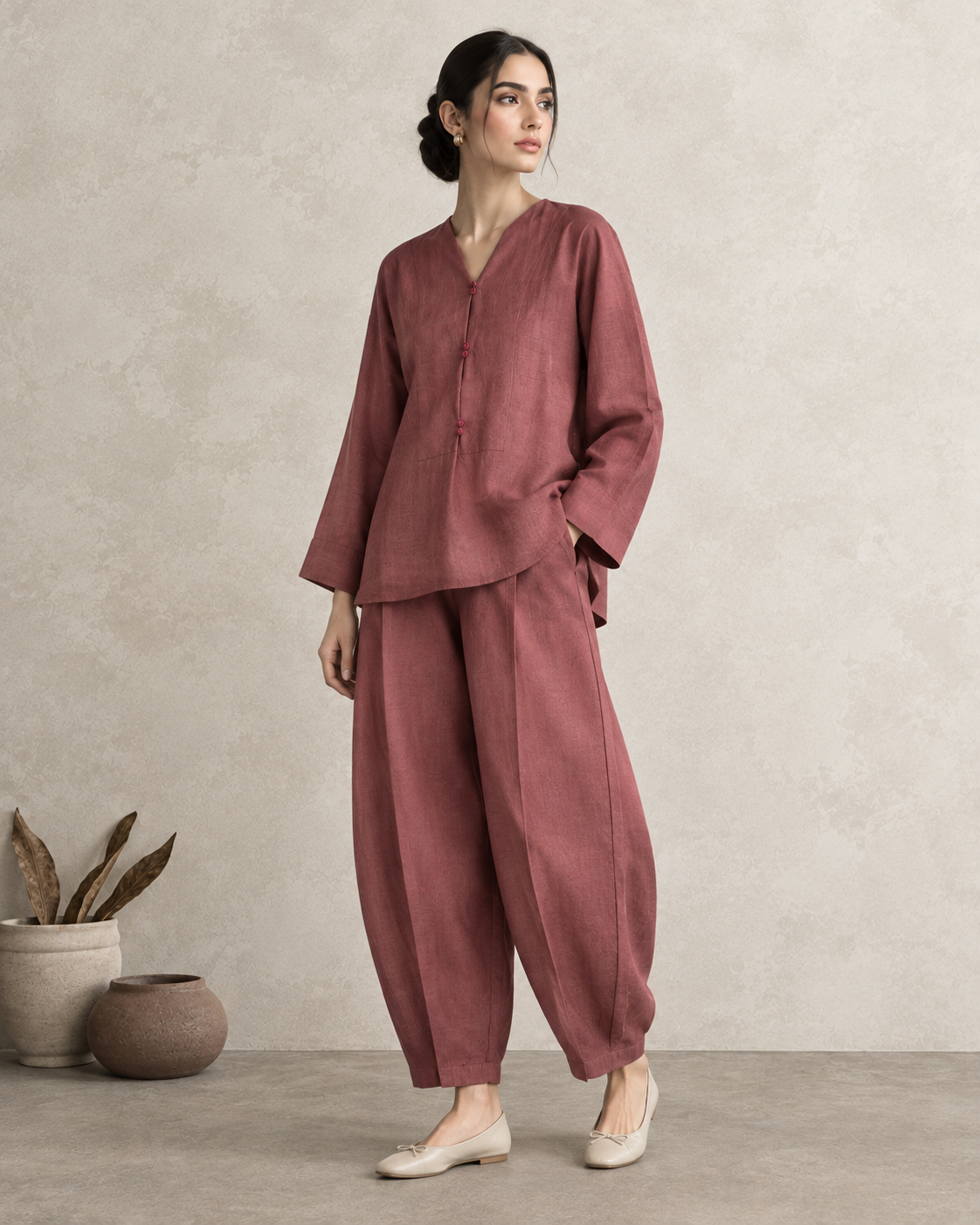 Linen Rosewood Ease Co-Ord