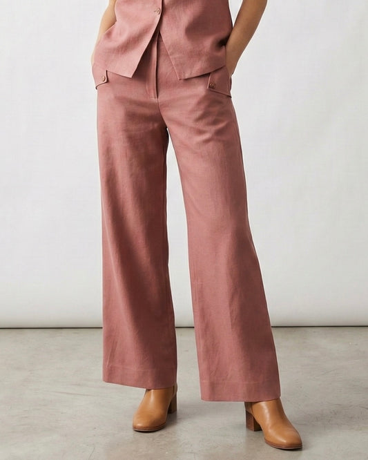 Linen Flap Pocket Pants