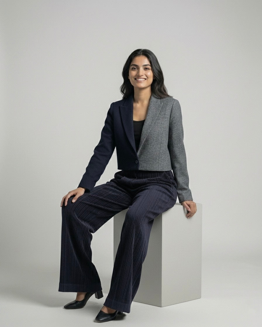 Wool Contrast Crop Jacket