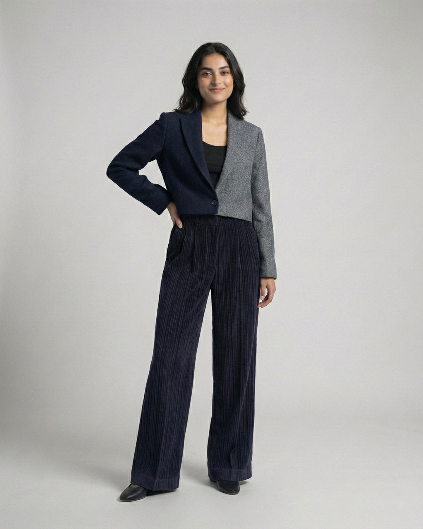 Wool Contrast Crop Jacket