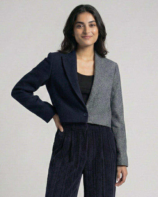 Wool Contrast Crop Jacket