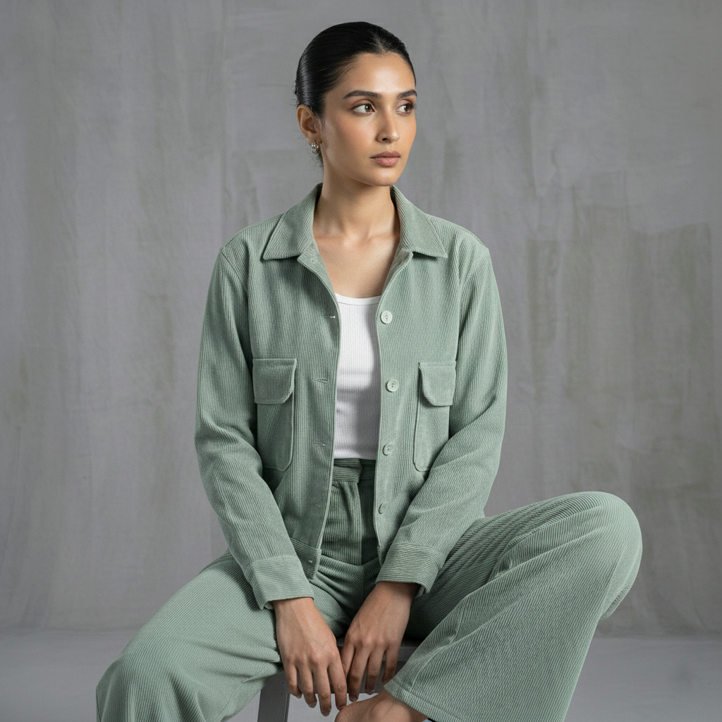 Mint Corduroy Tailored Duo