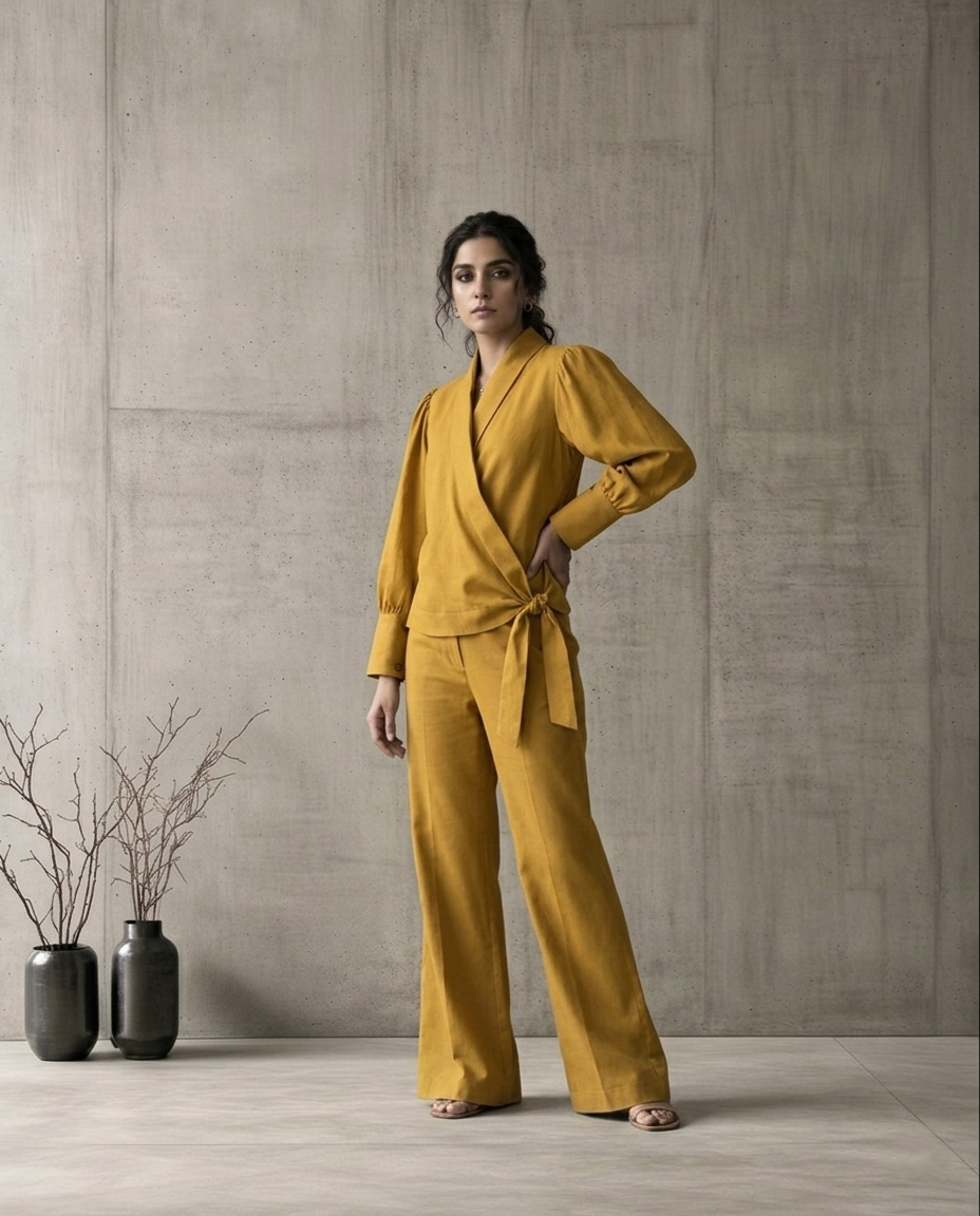 Mustard Lapel Knot Co-Ord