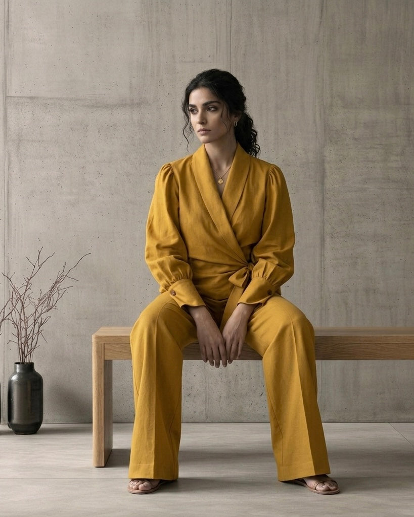 Mustard Lapel Knot Co-Ord